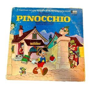 VINTAGE DISNEY PINOCCHIO VINYL RECORD LP 12” JIMINY CRICKET STORY & SONGS 1960’S